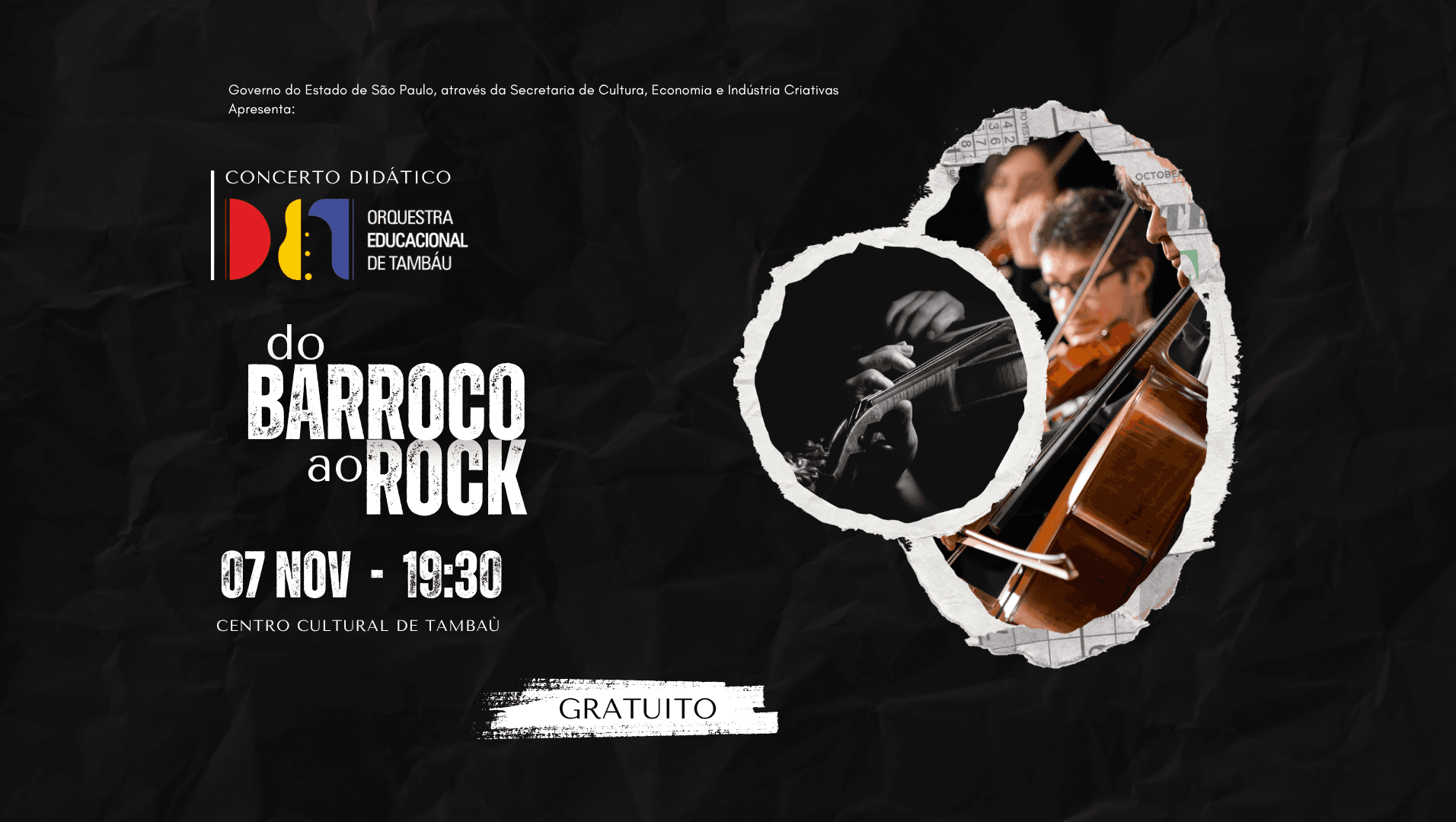 Banner do evento Concerto Didático - Orquestra Educacional de Tambaú - Do Barroco ao Rock