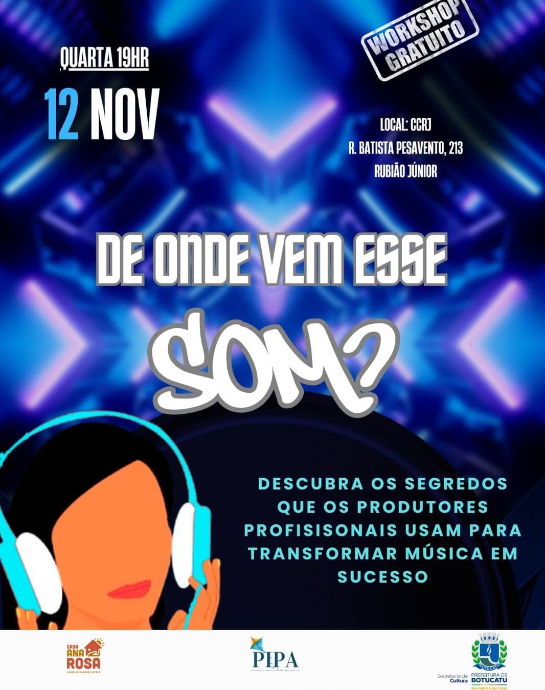 Banner do evento 🎵 Workshop gratuito: “De Onde Vem Esse Som?” 🎵