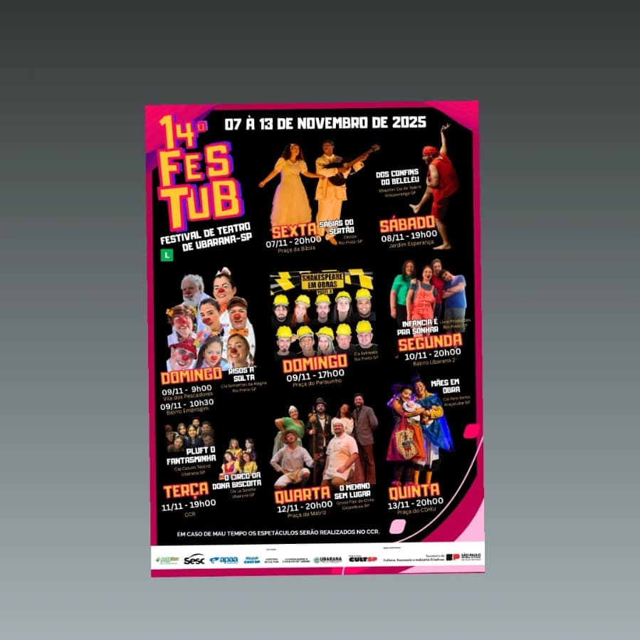 Banner do evento 14º FESTUB-Festival de Teatro de Ubarana.