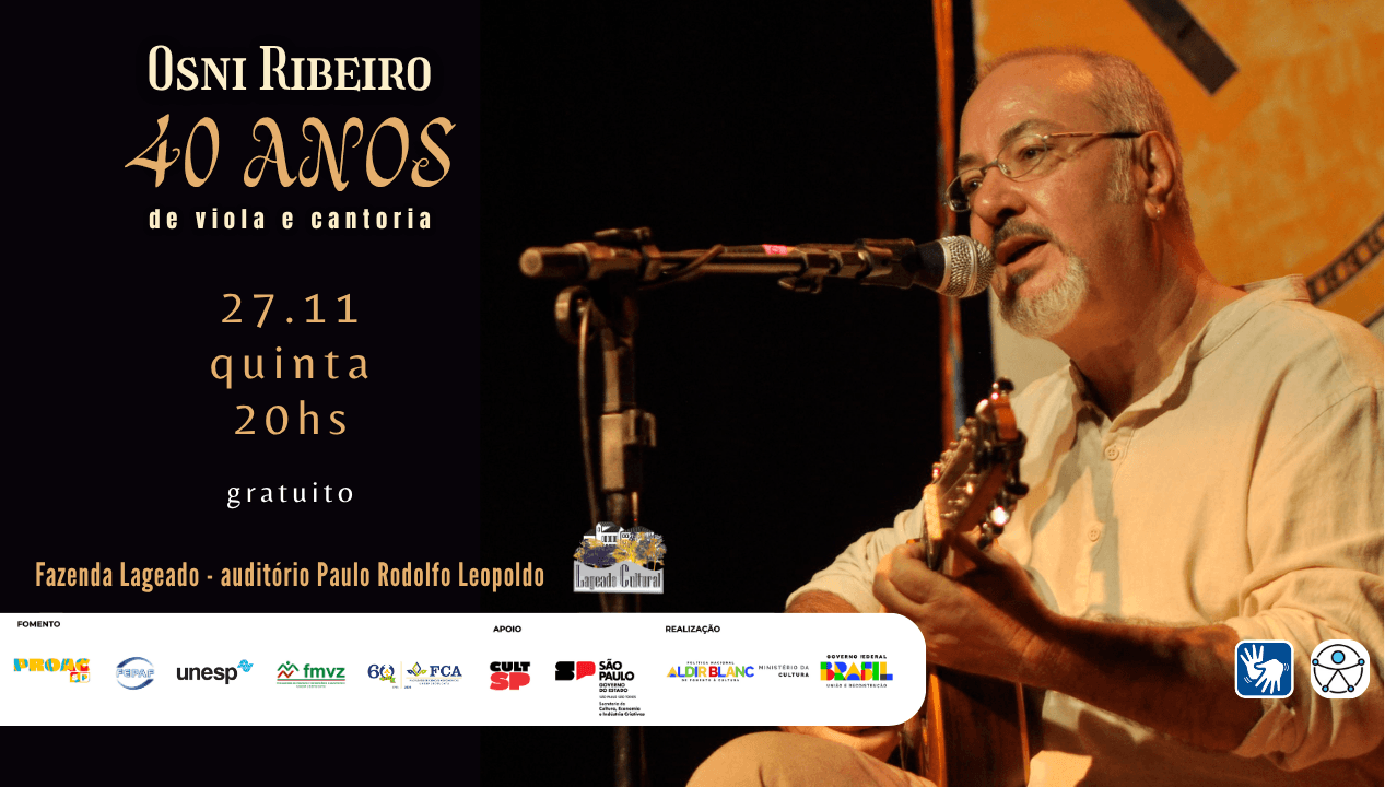 Banner do evento Osni Ribeiro, 40 anos de Viola e Cantoria