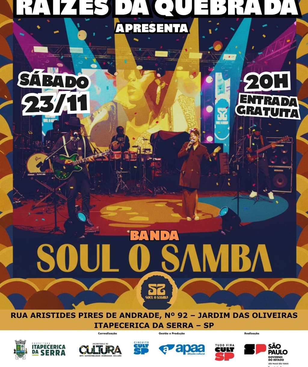 Banner do evento Banda Soul o Samba - Itapecerica da Serra