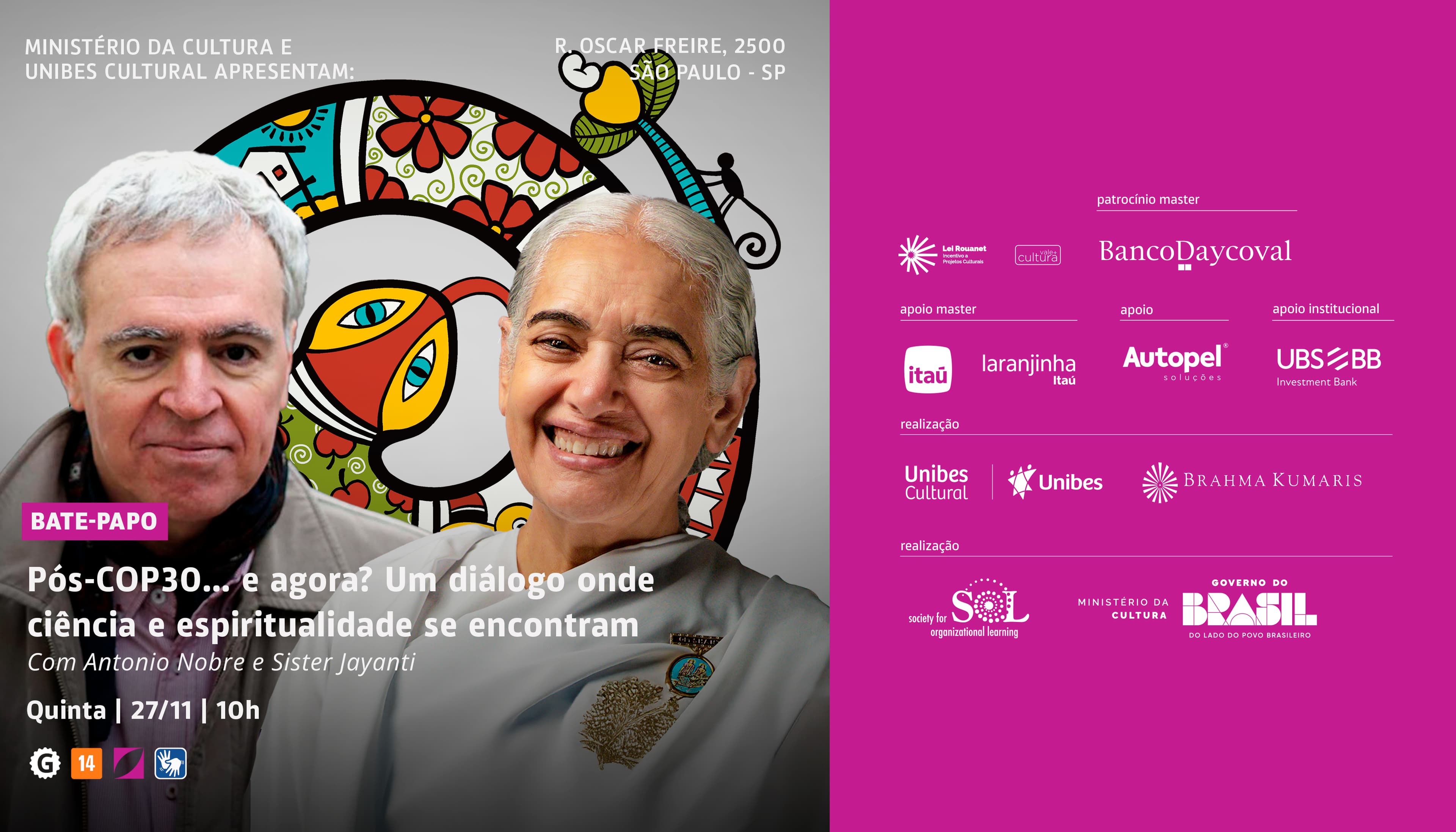 Banner do evento Bate-papo Pós-COP30: E Agora?