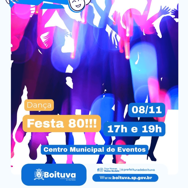 Banner do evento ESPETÁCULO DE DANÇA 'FESTA ANOS 80!