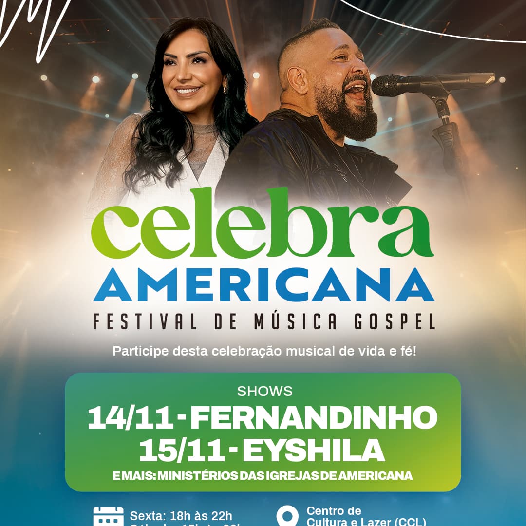 Banner do evento Festival de música gospel Celebra Americana