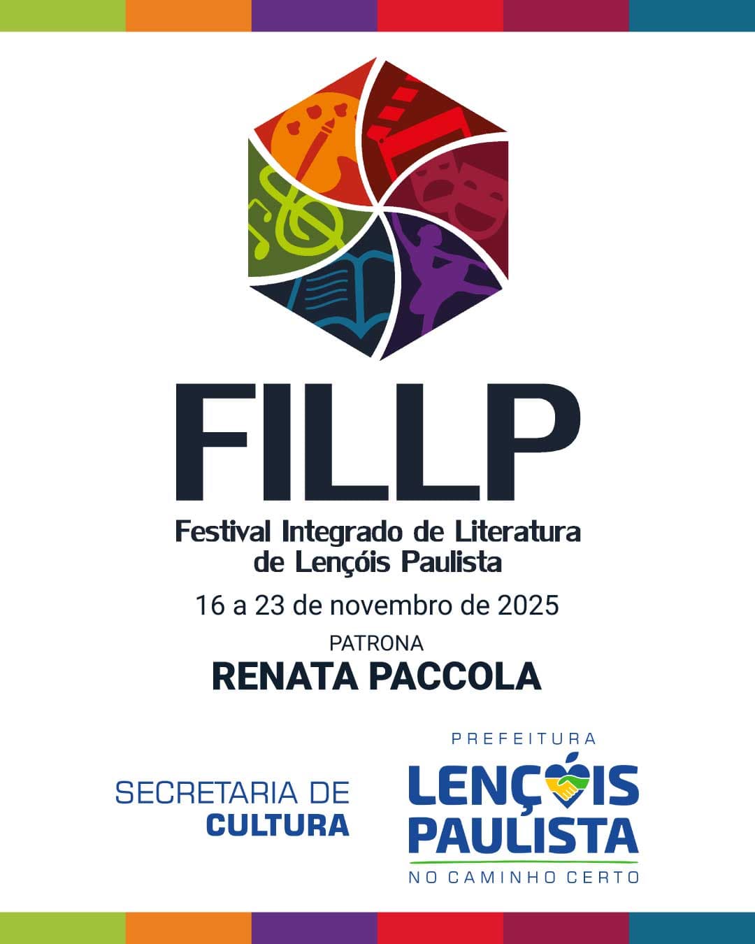 Banner do evento Festival Integrado de Literatura de Lençóis Paulista - FILLP