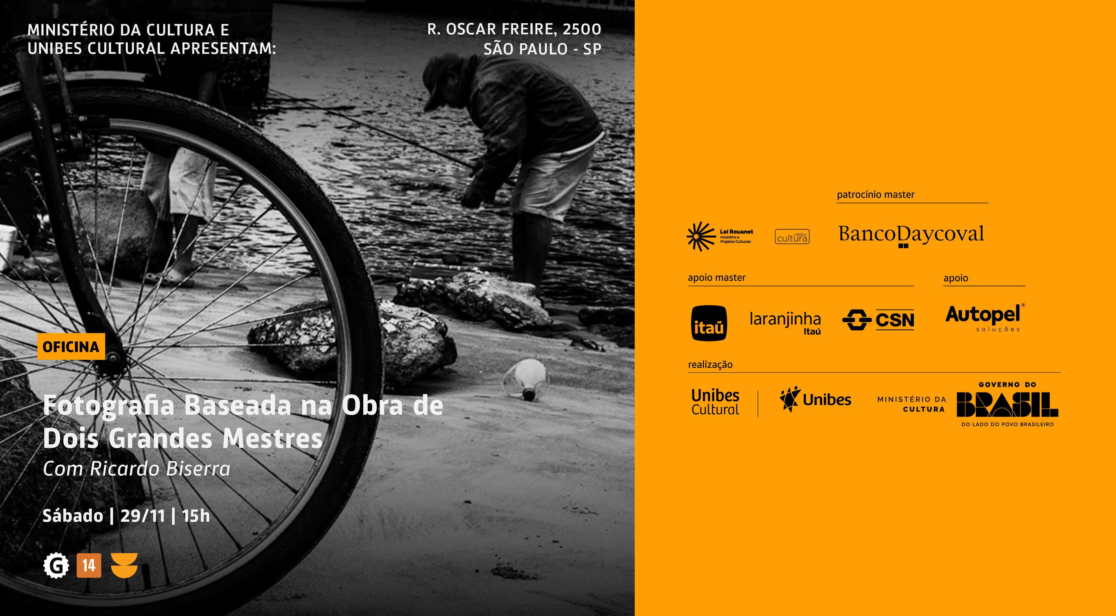 Banner do evento Oficina de Fotografia Baseada na Obra de Dois Grandes Mestres