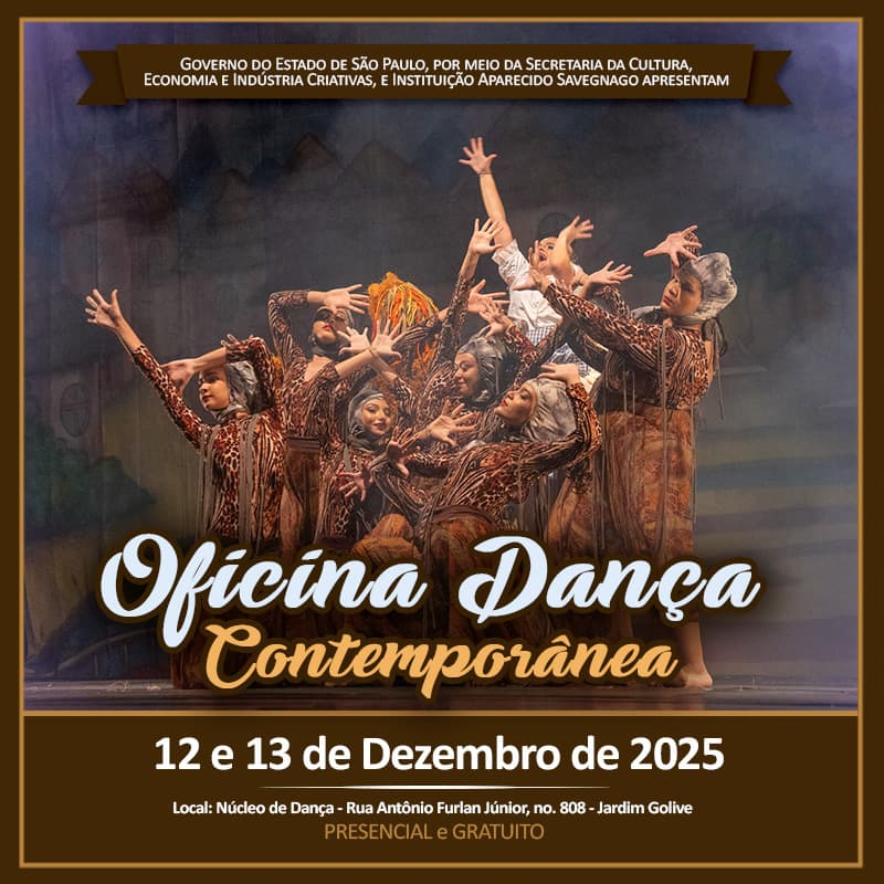 Banner do evento Oficina Dança Contemporânea, com Rodrigo de Souza Cucorocio