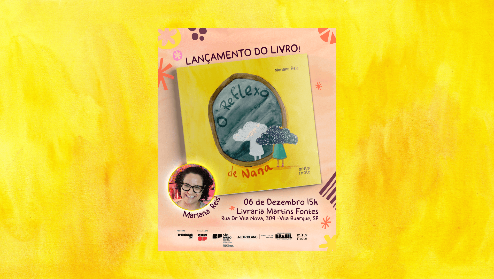 Banner do evento Lançamento do livro "O Reflexo de Nana"