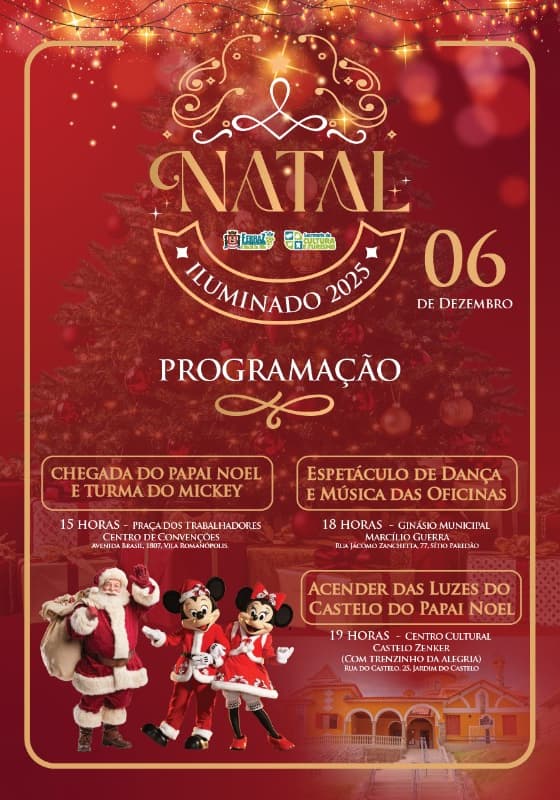 Banner do evento Inauguração das Luzes do Castelo do Papai Noel
