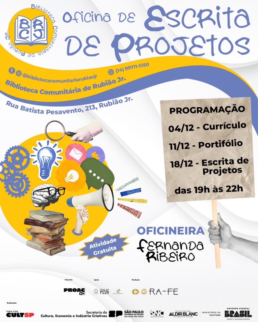 Banner do evento ✨📚 Oficina de Escrita de Projetos na BCRJ – garanta sua vaga! 📚✨