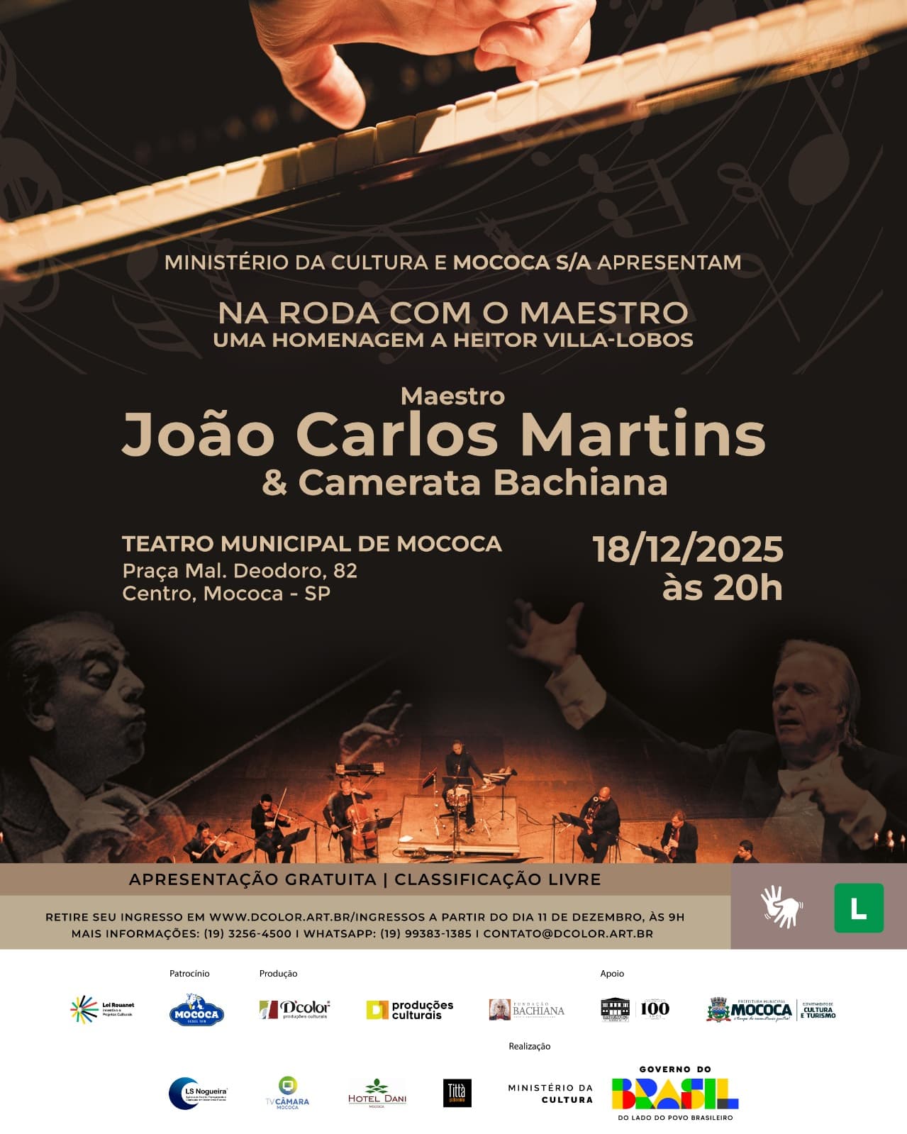 Banner do evento  Concerto | Na Roda com o Maestro – Uma Homenagem a Heitor Villa-Lobos