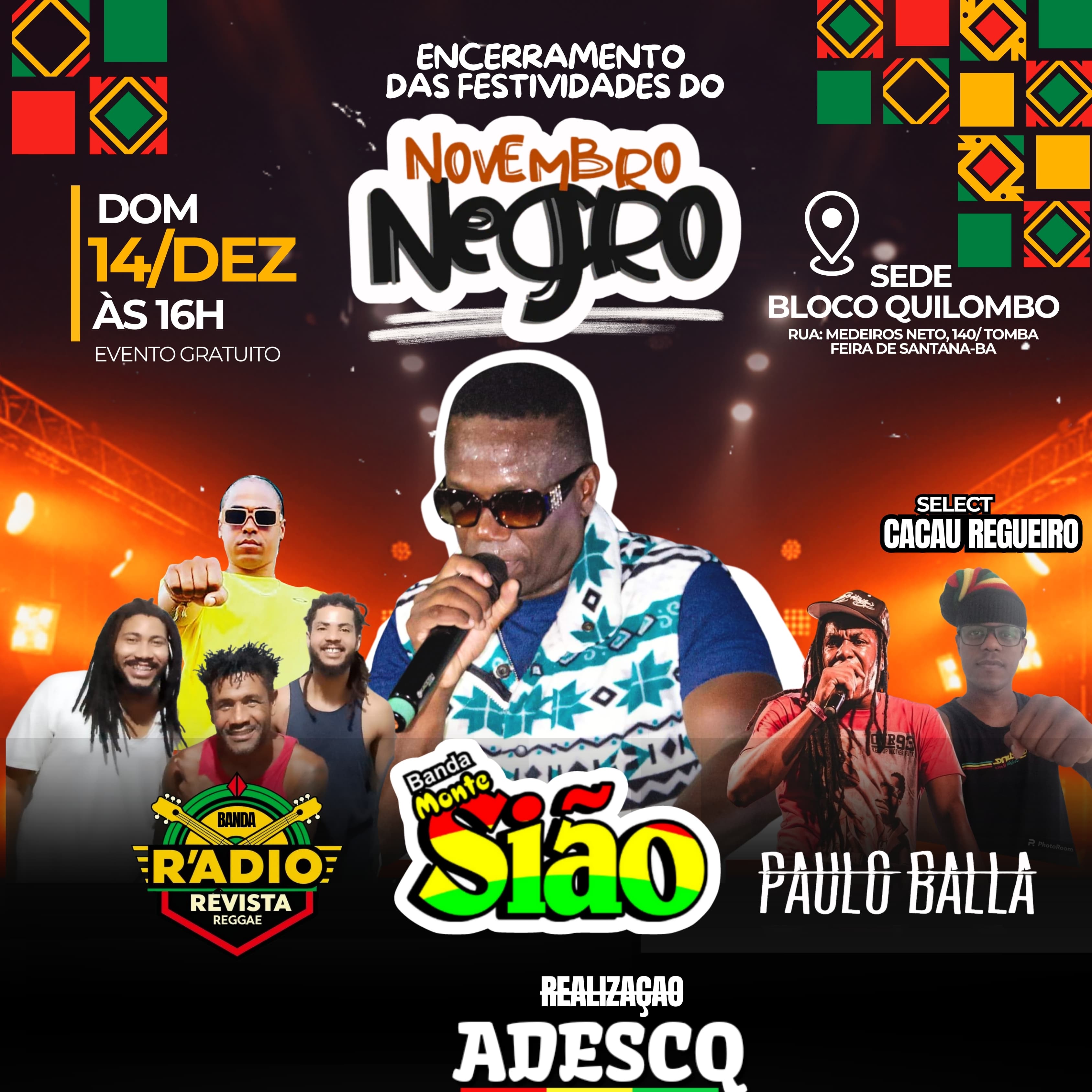 Banner do evento ENCERRAMENTO DAS FESTIVIDADES DO NOVEMBRO NEGRO 