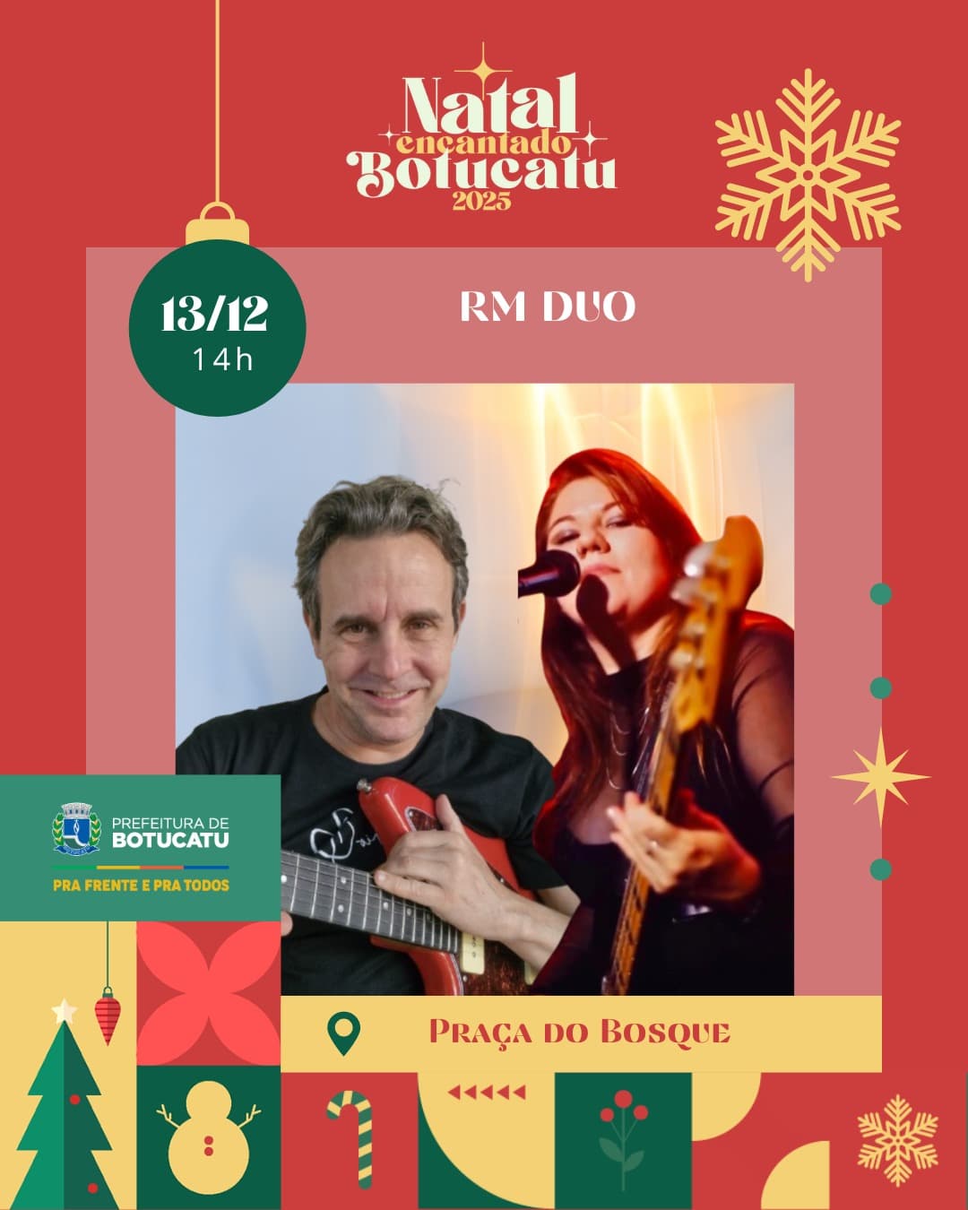Banner do evento ✨ Natal em Botucatu – Programação Especial do Dia 13 na Praça do Bosque ✨