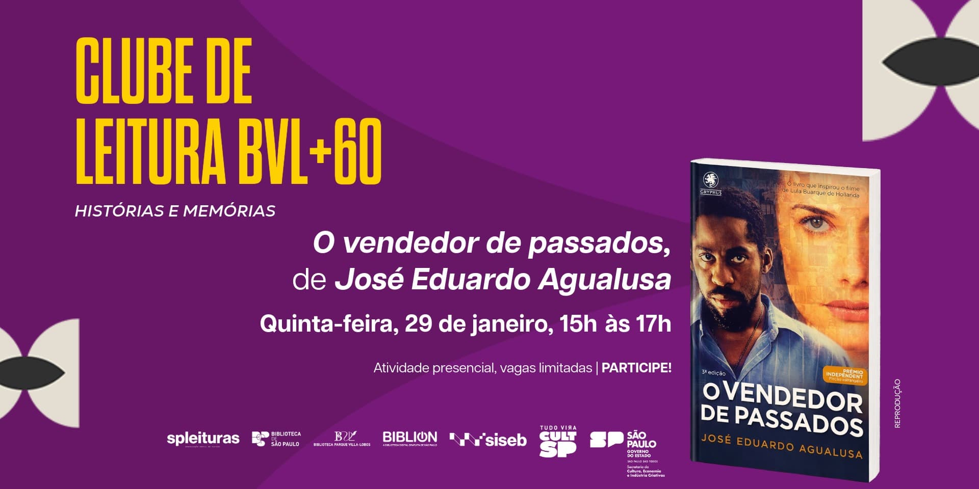 Banner do evento Clube de leitura BVL +60 - Histórias e memórias