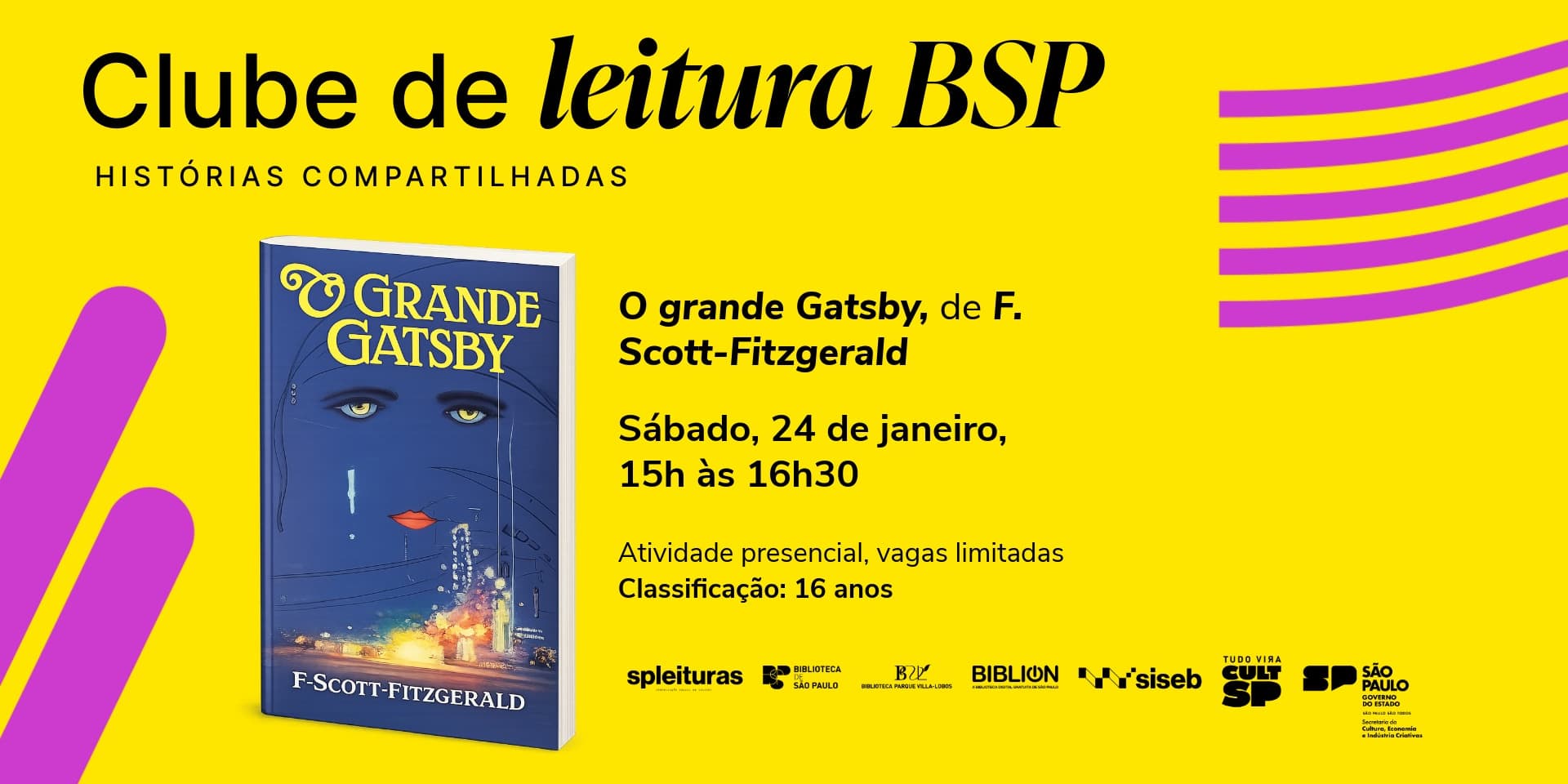 Banner do evento Clube de Leitura BSP - Histórias Compartilhadas