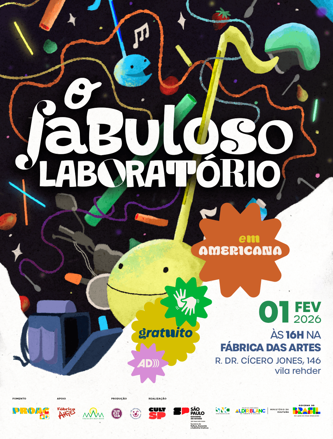 Banner do evento Espetáculo "Fabuloso Laboratório"
