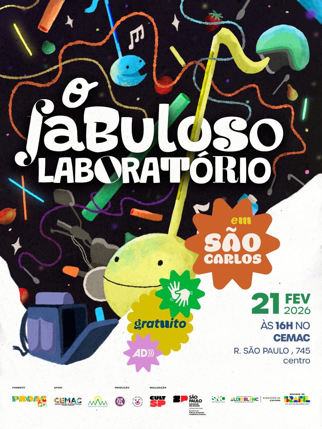Banner do evento Espetáculo "Fabuloso Laboratório"