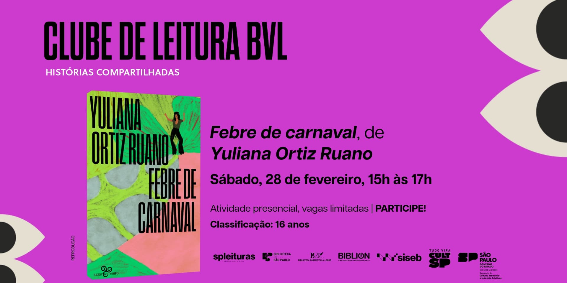 Banner do evento Clube de Leitura BVL - Histórias Compartilhadas