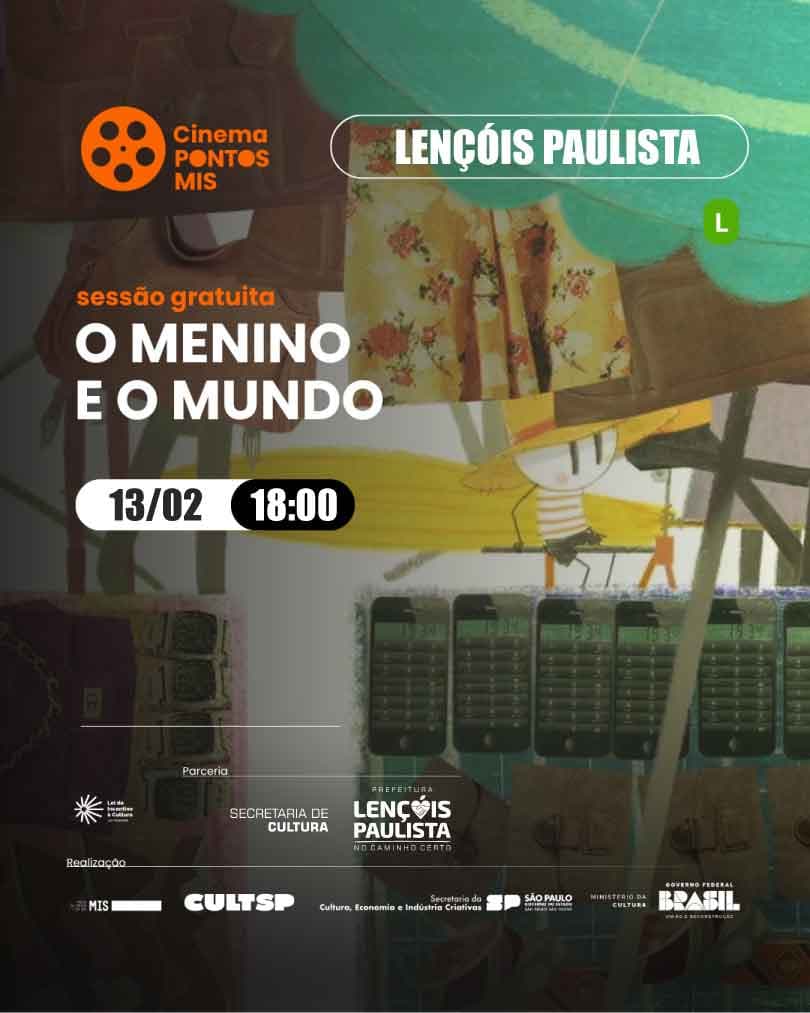 Banner do evento Cinema Pontos MIS: O menino e o mundo