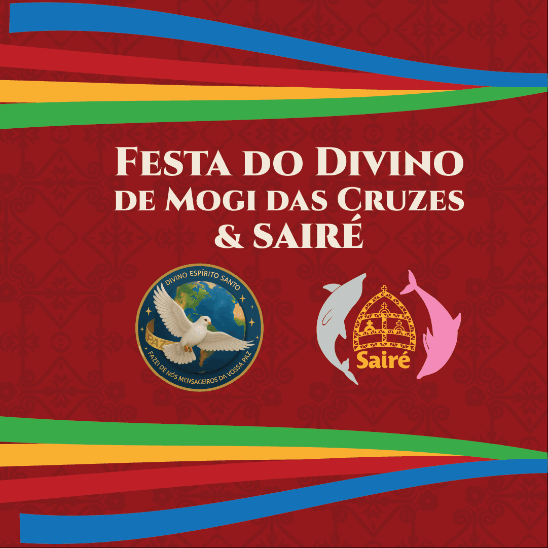 Banner do evento Festa do Divino de Mogi das Cruzes com participação do Sairé de Alter do Chão, Santarém (PA)