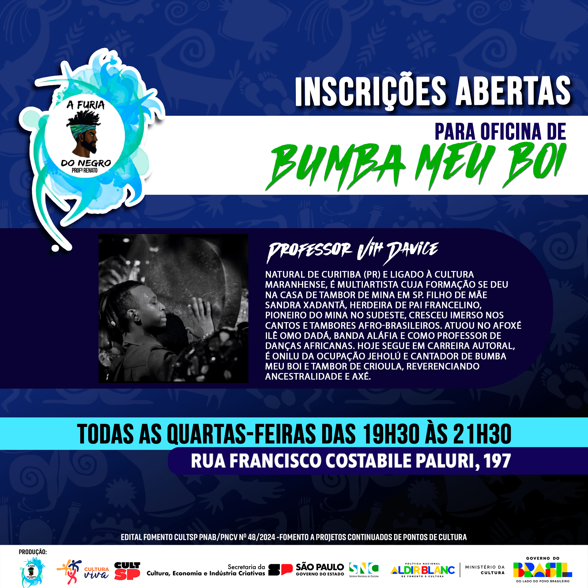 Banner do evento Oficina de Bumba meu Boi