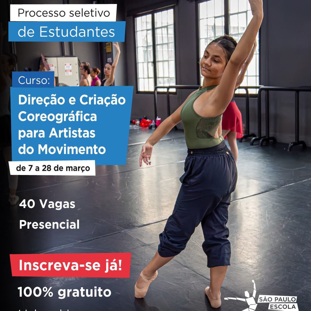 Banner do evento Curso de Extensão Cultural - “Direção e Criação Coreográfica para Artistas do Movimento”