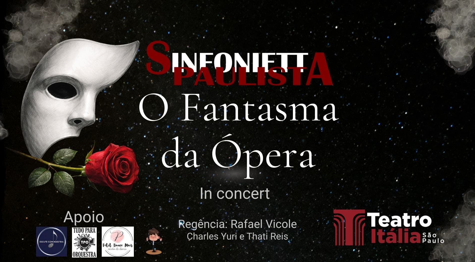 Banner do evento Sinfonietta Paulista - Fantasma da Ópera In Concert