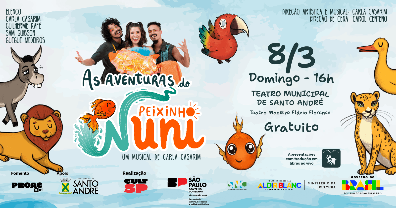 Banner do evento As aventuras do Peixinho Nuni - em Santo André - 08.03