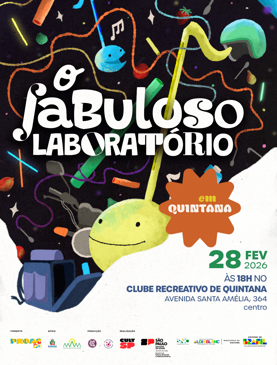 Banner do evento Espetáculo "Fabuloso Laboratório"