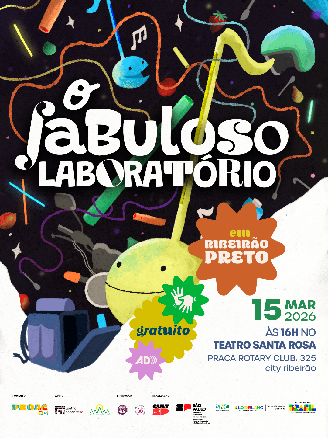 Banner do evento Espetáculo "Fabuloso Laboratório" 