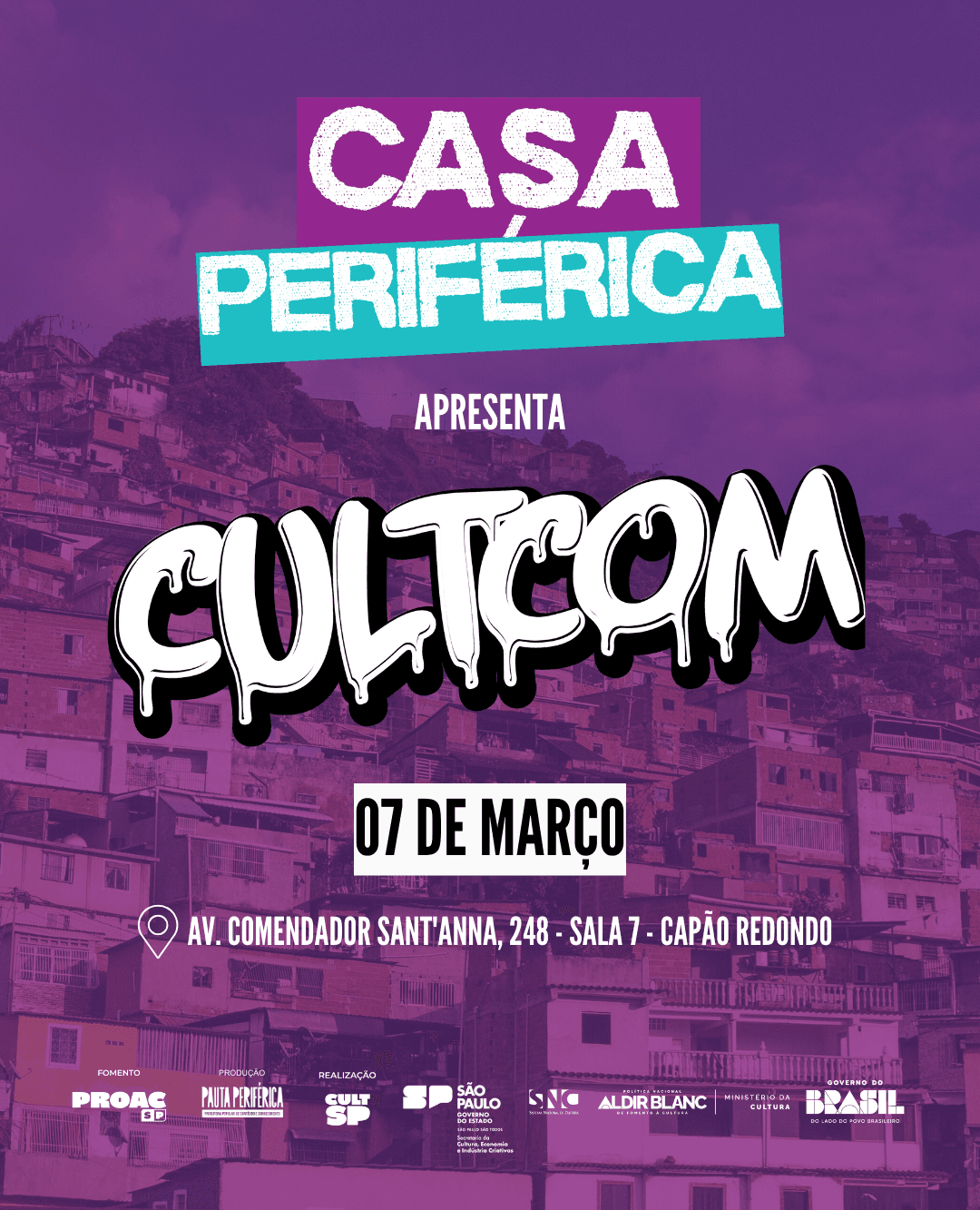 Banner do evento Casa Periférica apresenta CultCom