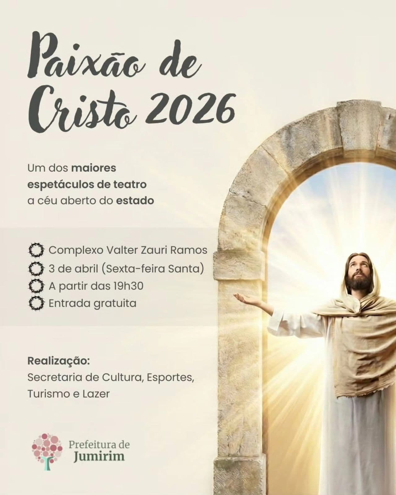 Banner do evento Paixão de Cristo Jumirim 2026