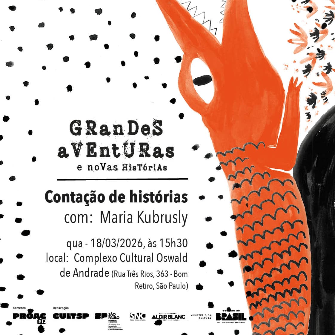 Banner do evento GRanDeS a VEntURas e noVas HisTóriAs: Contação de histórias