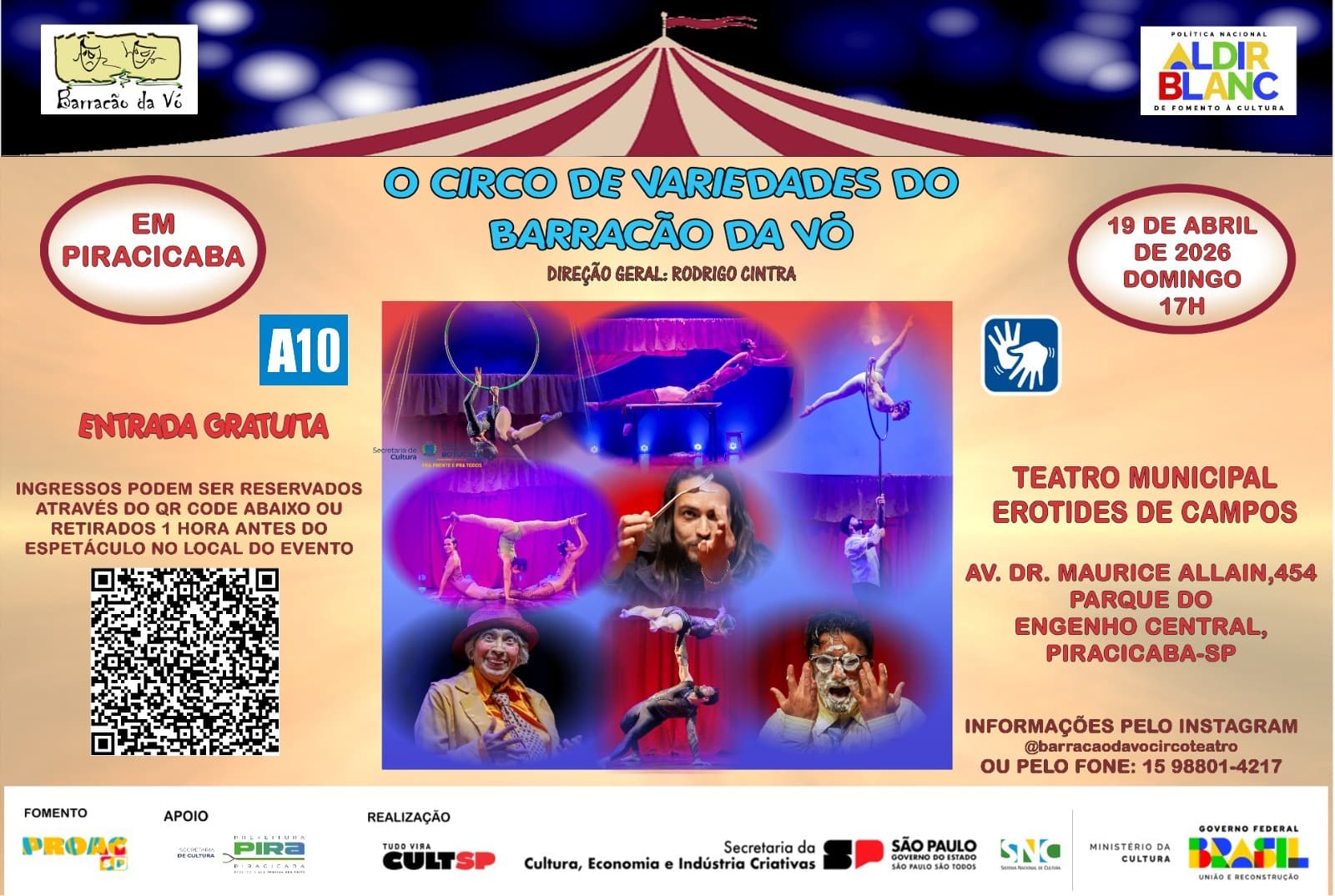 Banner do evento O CIRCO DE VARIEDADES DO BARRACÃO DA VÓ em Piracicaba