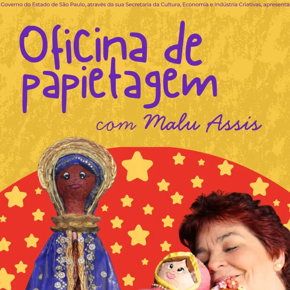 Banner do evento Oficina de Papel Machê com Mila Mel: Casa da Esperança - Bauru