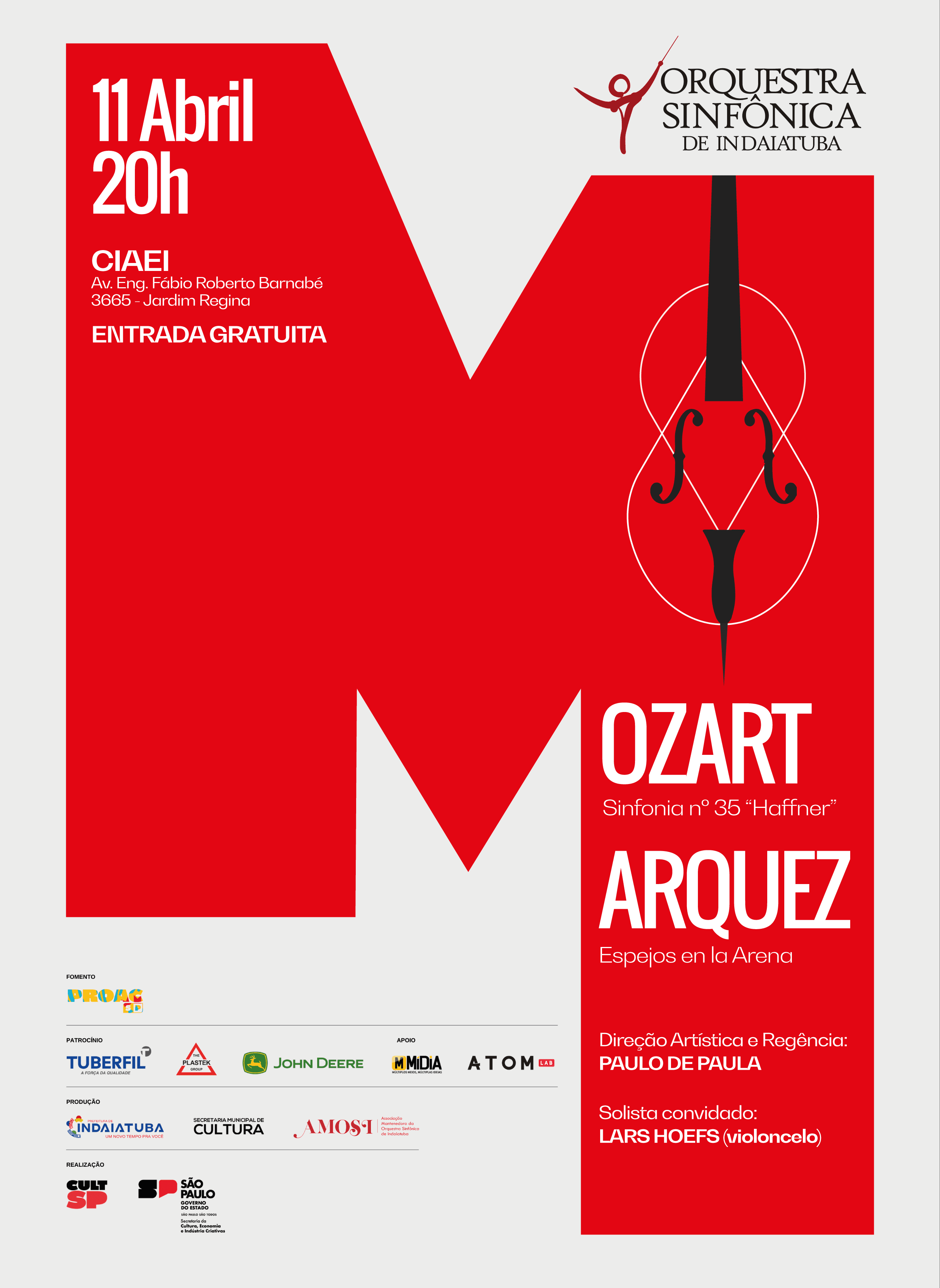 Banner do evento Concerto da Orquestra Sinfônica de Indaiatuba - Temporada 2026 - Mozart e Marquez