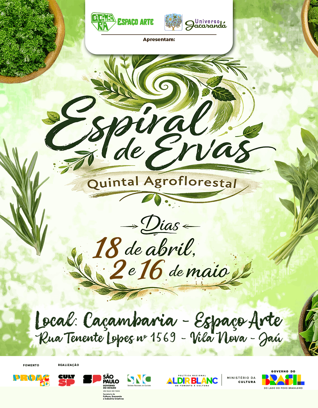Banner do evento Oficina - Espiral de Ervas