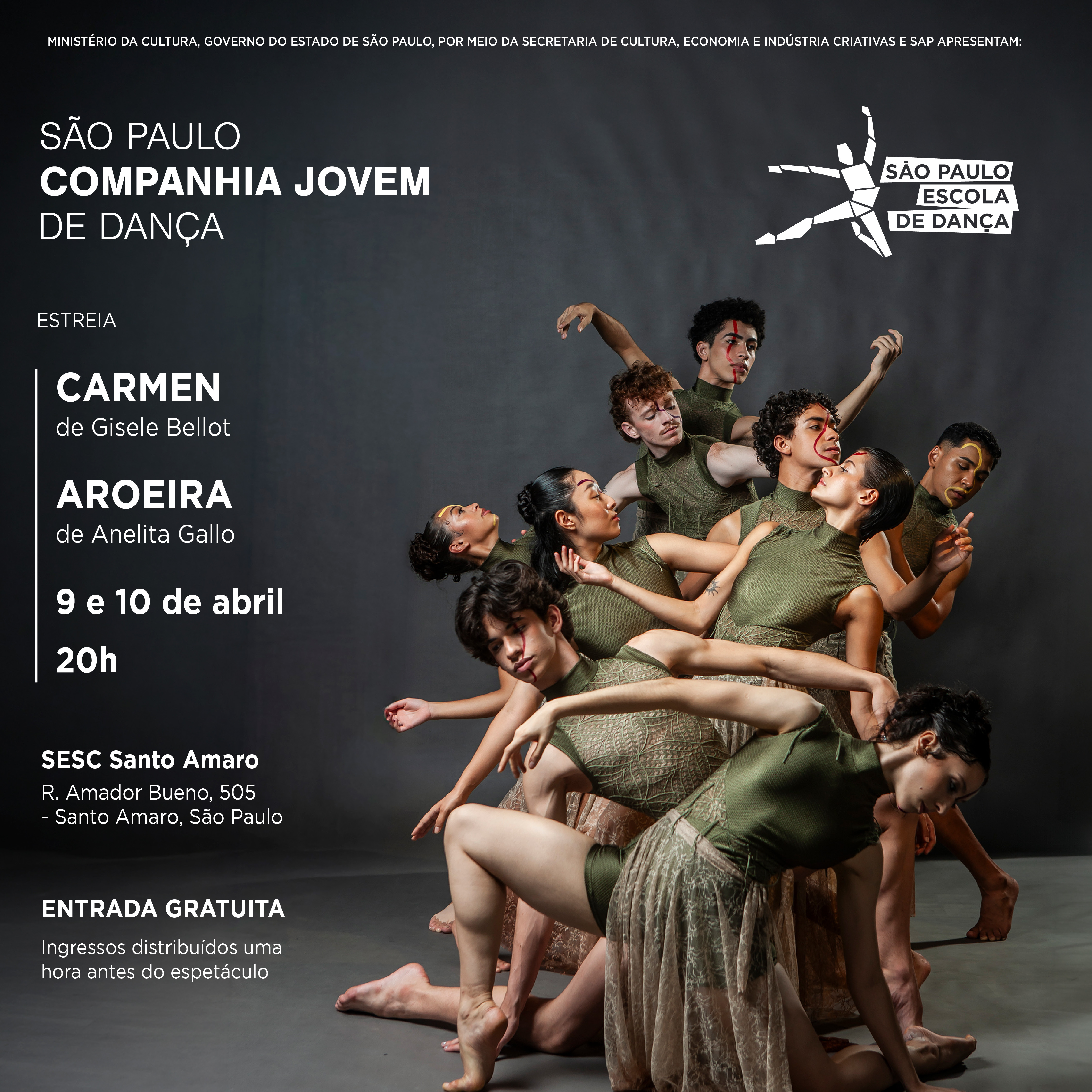 Banner do evento São Paulo Companhia Jovem de Dança no Sesc Santo Amaro