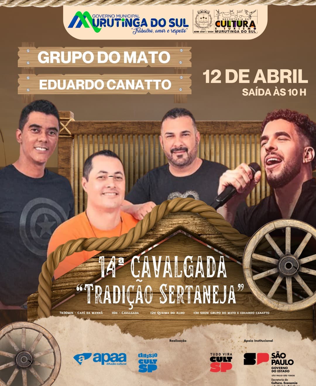 Banner do evento 14ª Cavalgada Regional "Tradição Sertaneja" de Murutinga do Sul - Murutinga do Sul