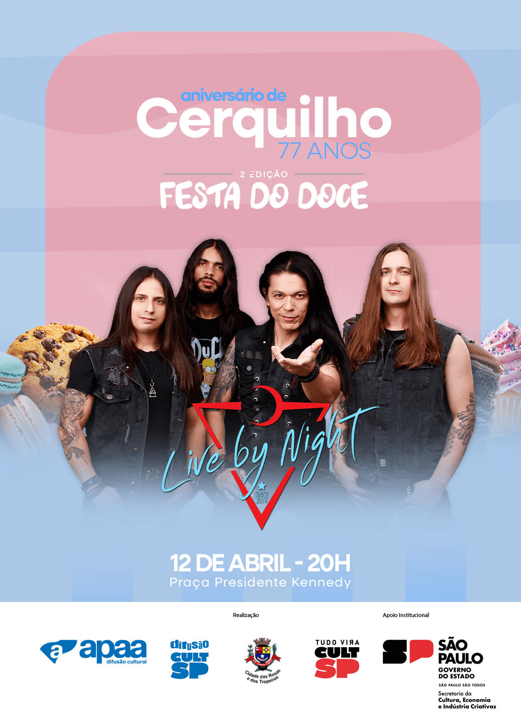 Banner do evento Festa do doce da cidade de Cerquilho - Banda Live By Night