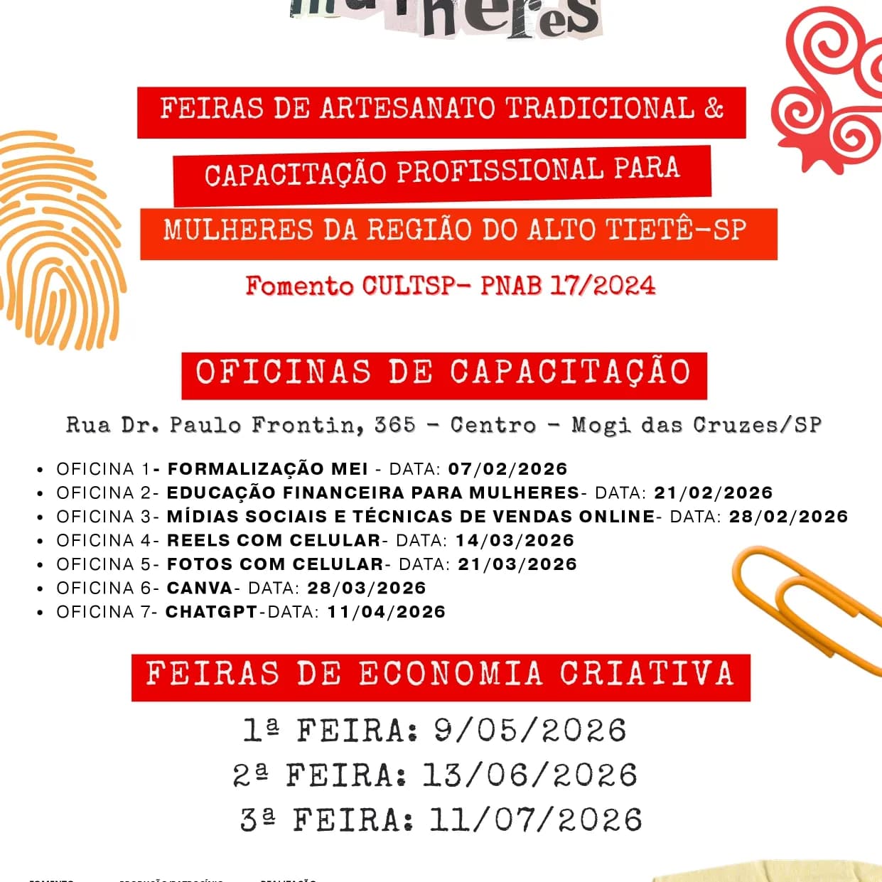 Banner do evento Feira de Artesanato e Economia Criativa