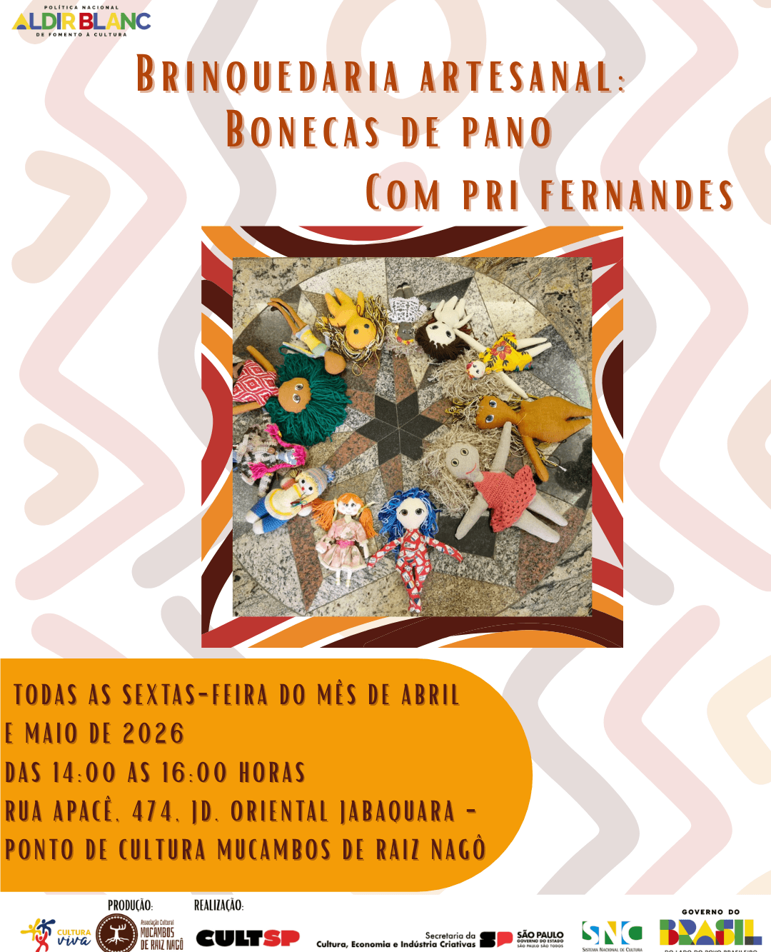 Banner do evento Brinquedaria Artesanal - Oficina de Boneca de Pano