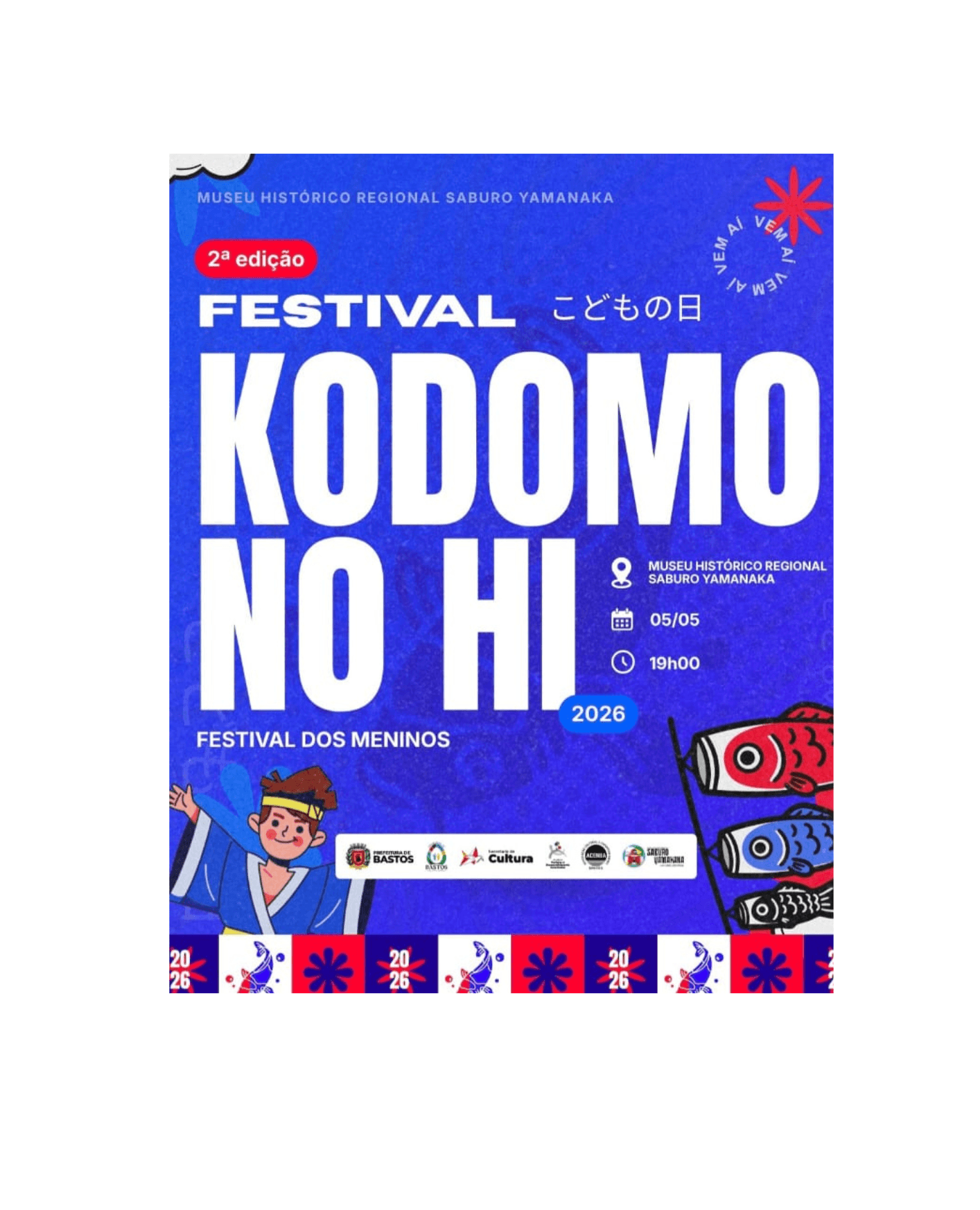 Banner do evento 2ª EDIÇÃO FESTIVAL KODOMO NO HI (FESTIVAL DOS MENINOS)