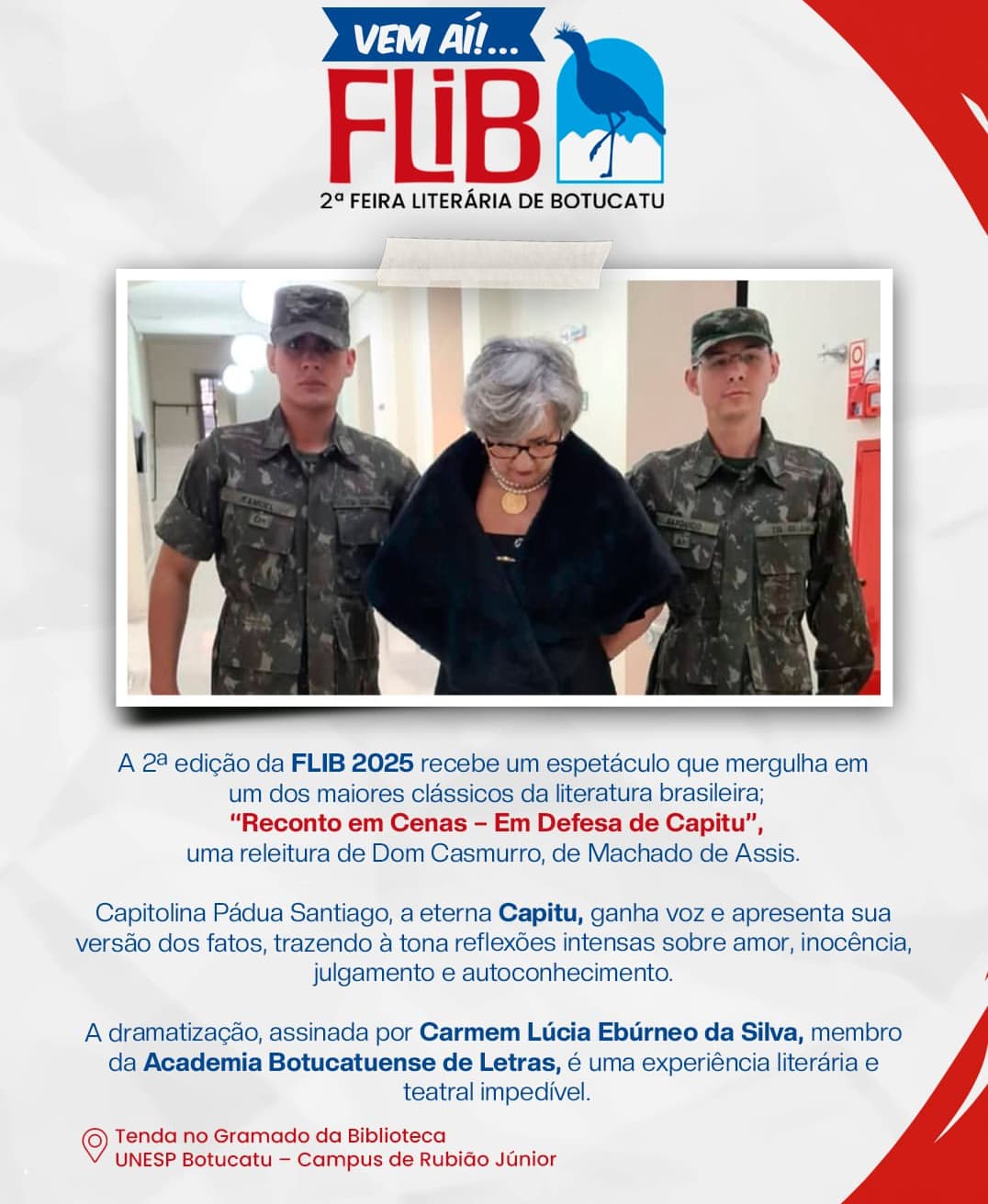 Banner do evento RECONTO EM CENAS - EM DEFESA DE CAPITU