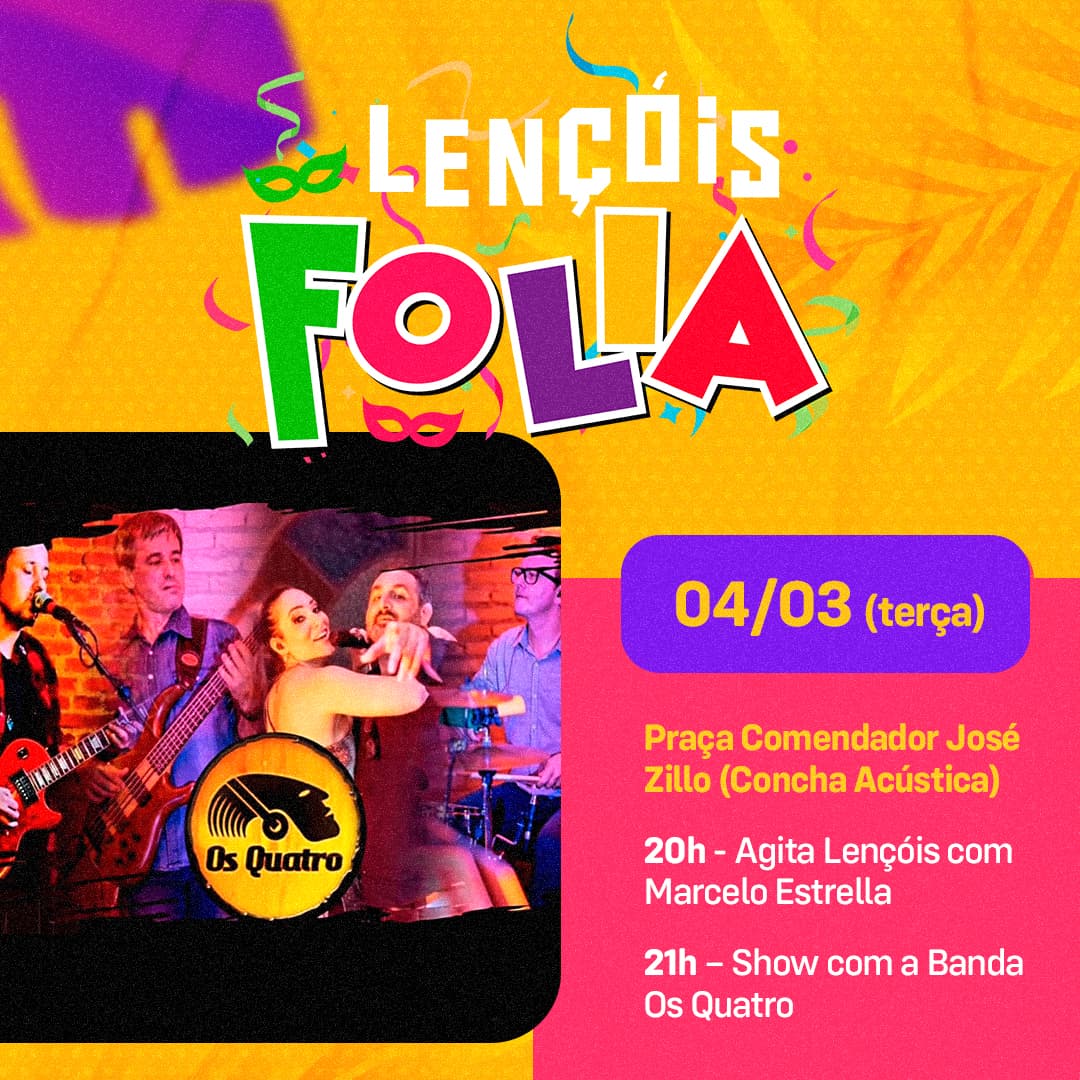 Banner do evento Lençóis Folia - Show com Banda Os Quatro