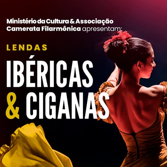 Banner do evento Concerto 'Lendas Ibéricas & Ciganas' da Camerata Filarmônica de Indaiatuba 