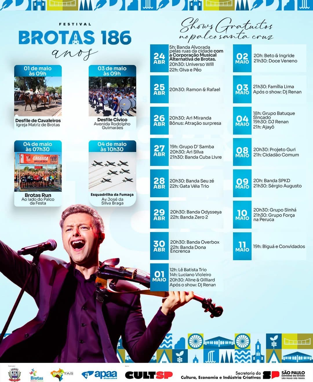 Banner do evento Festival Brotas 186 anos 