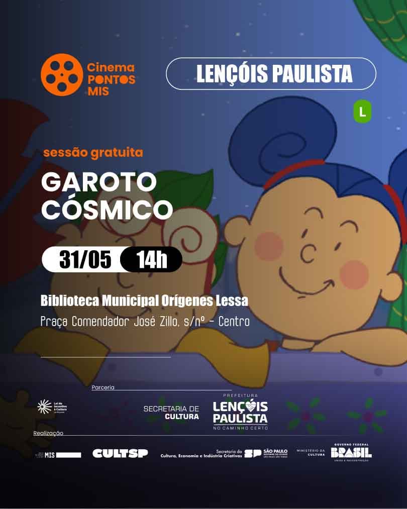 Banner do evento Cinema Pontos MIS: Garoto Cósmico