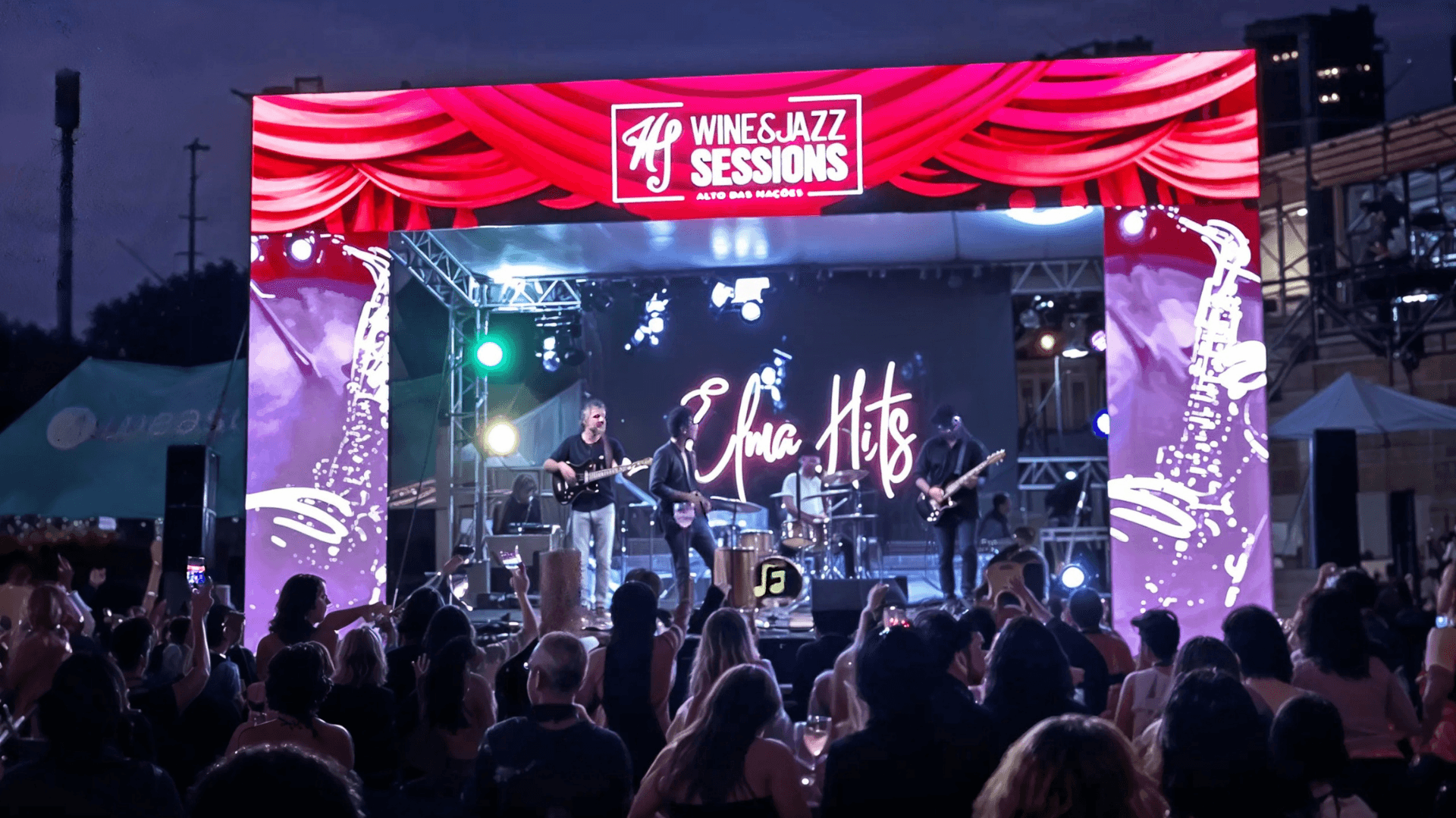 Banner do evento Wine & Jazz Sessions: vinho, gastronomia e música na praça