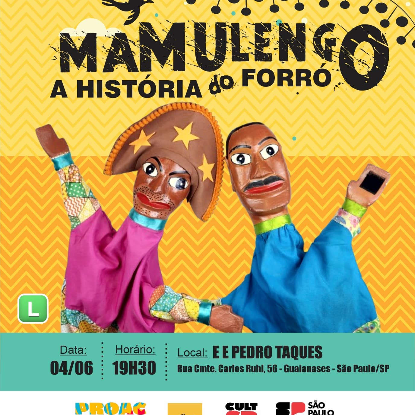 Banner do evento Espetáculo “Mamulengo: A História do Forró”